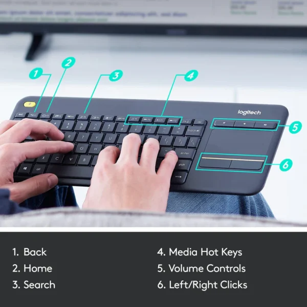 Logitech K400 Plus Wireless Touch TV Keyboard - Image 2
